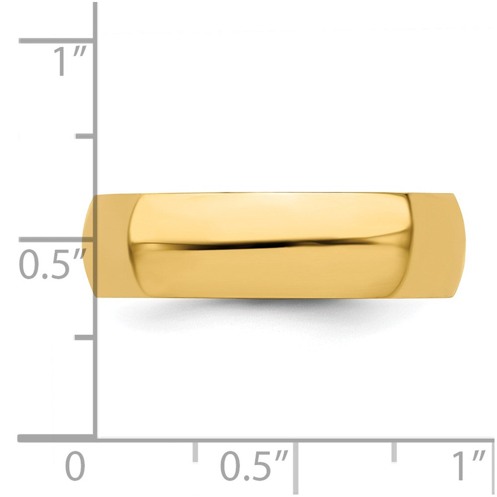 Alternate view of the 6mm 14K Yellow Gold Half Round Standard Fit Band, Size 4 by The Black Bow Jewelry Co.