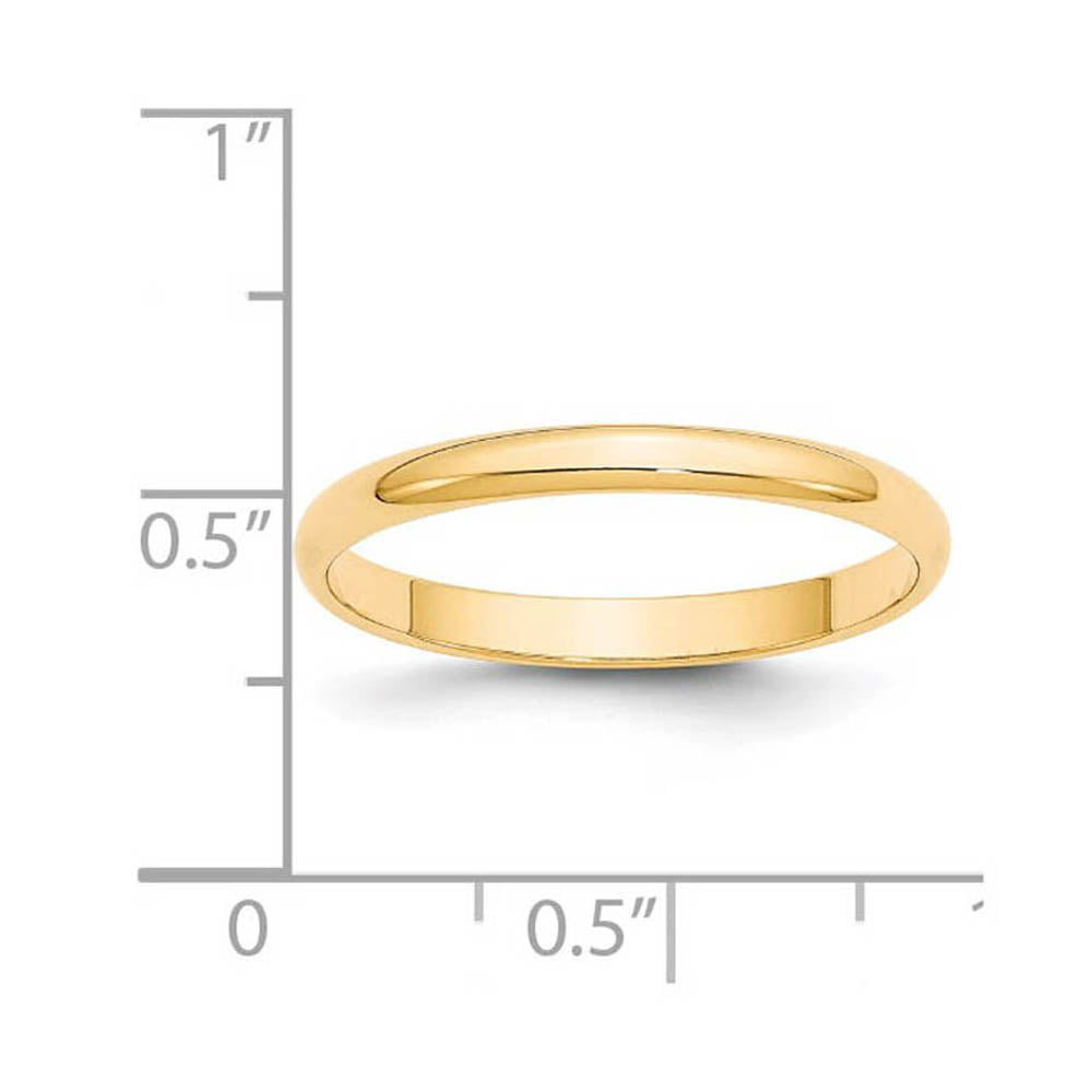 Alternate view of the 2mm to 6mm 14K Yellow Gold Lightweight Half Round Standard Fit Band by The Black Bow Jewelry Co.