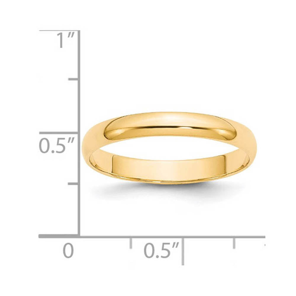 Alternate view of the 3mm 14K Yellow Gold Light Half Round Standard Fit Band, Size 4 by The Black Bow Jewelry Co.