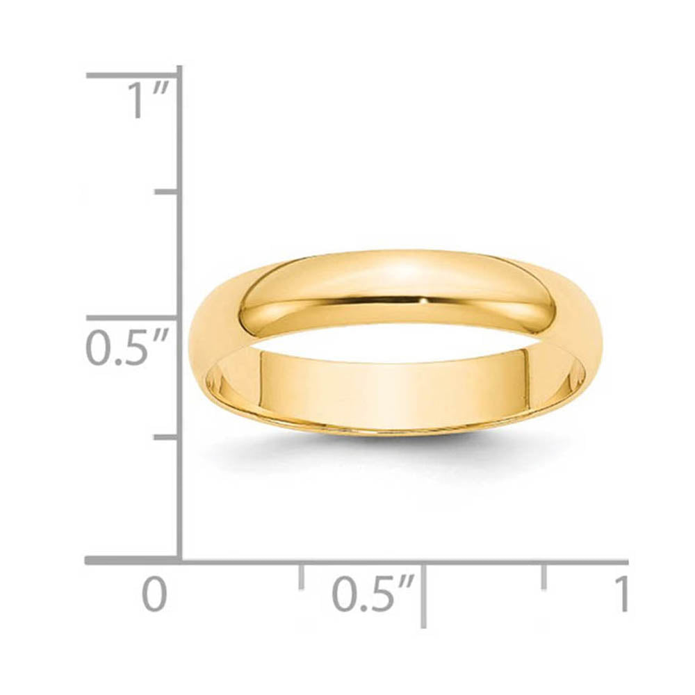 Alternate view of the 4mm 14K Yellow Gold Light Half Round Standard Fit Band, Size 4 by The Black Bow Jewelry Co.