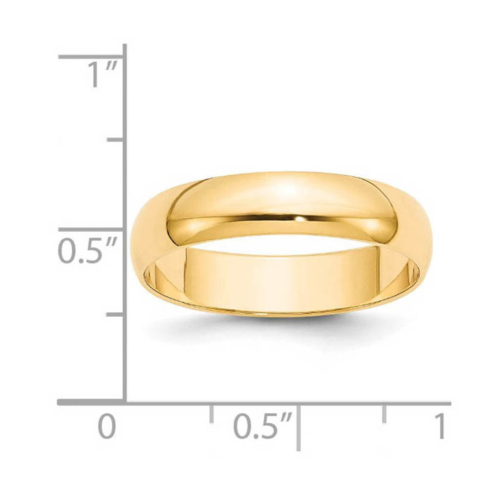 Alternate view of the 5mm 14K Yellow Gold Light Half Round Standard Fit Band, Size 4 by The Black Bow Jewelry Co.