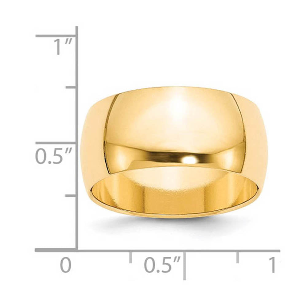 Alternate view of the 7mm to 12mm 14K Yellow Gold Half Round Standard Fit Band by The Black Bow Jewelry Co.