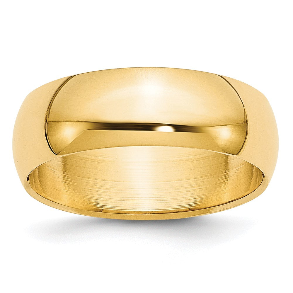 7mm to 12mm 14K Yellow Gold Half Round Standard Fit Band