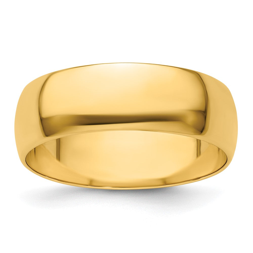 7mm or 8mm 14K Yellow Gold Lightweight Half Round Standard Fit Band, Item R12317 by The Black Bow Jewelry Co.