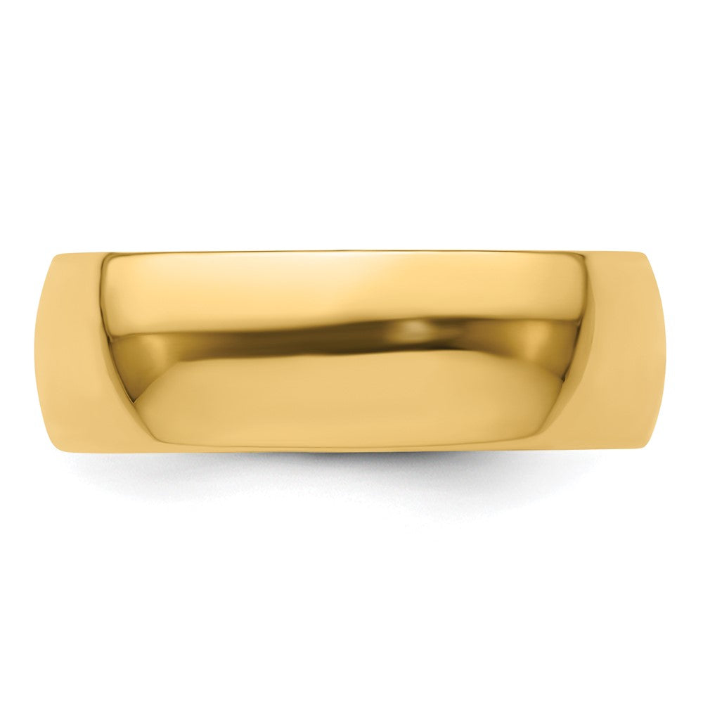 Alternate view of the 7mm 14K Yellow Gold Light Half Round Standard Fit Band, Size 7.5 by The Black Bow Jewelry Co.