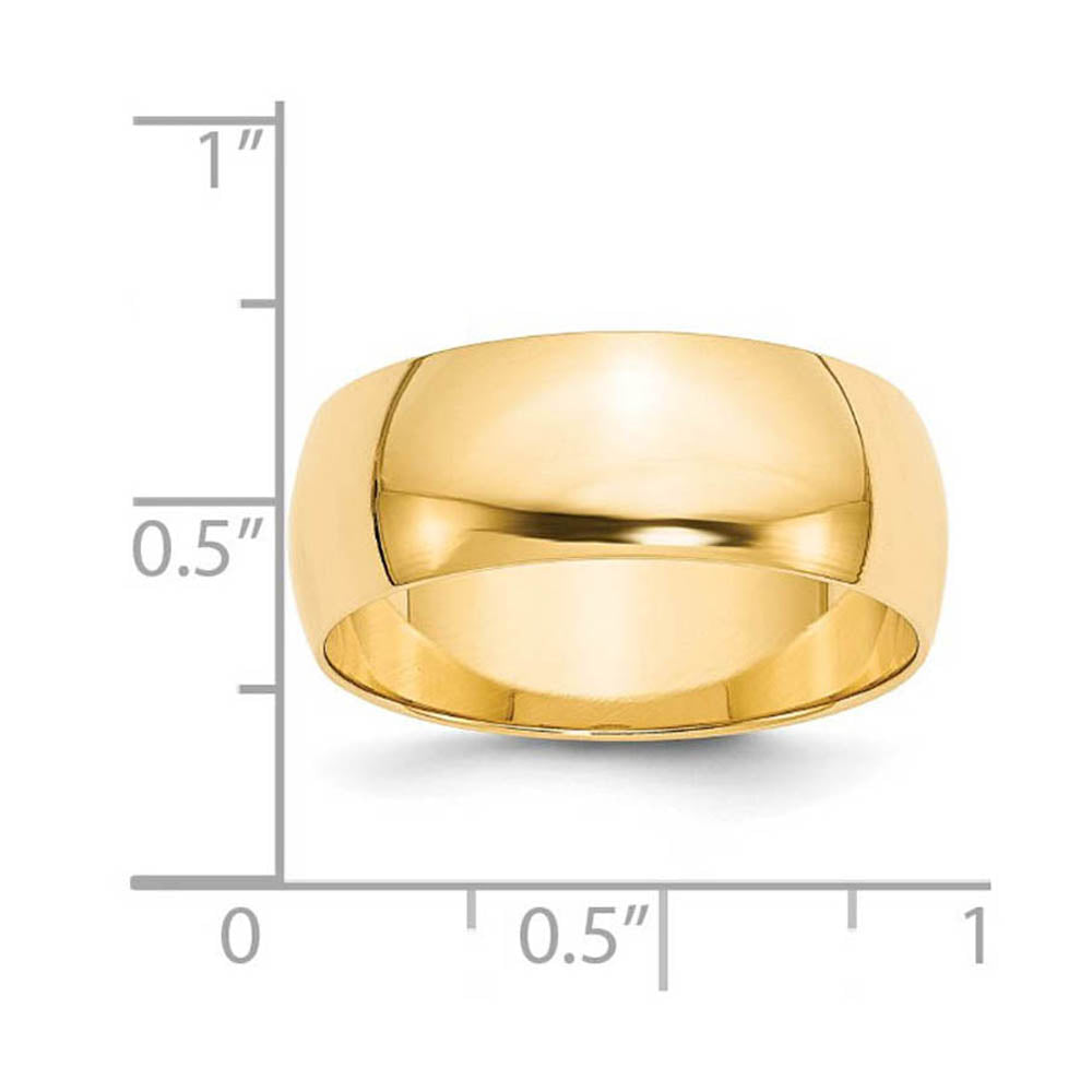 Alternate view of the 8mm 14K Yellow Gold Light Half Round Standard Fit Band, Size 10 by The Black Bow Jewelry Co.