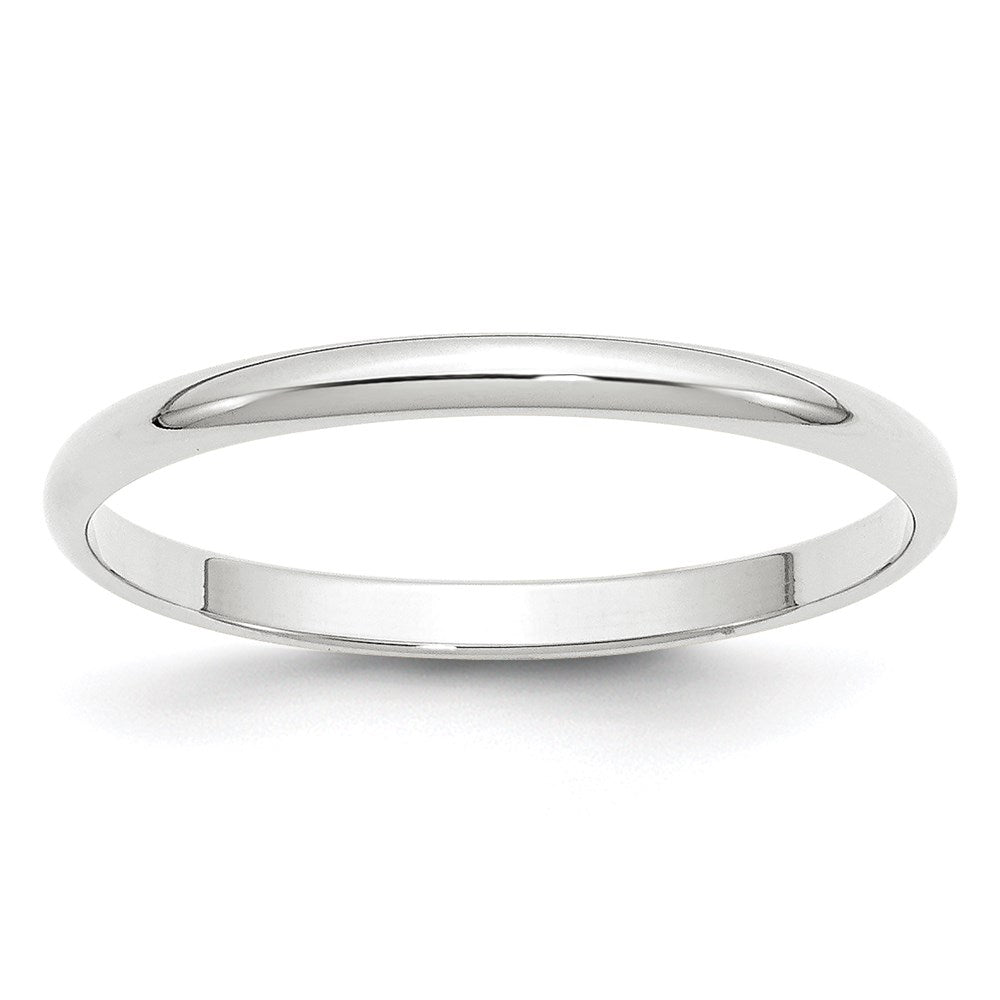 2mm 14K White Gold Light Half Round Standard Fit Band, Size 4, Item R12319-2MM-04 by The Black Bow Jewelry Co.