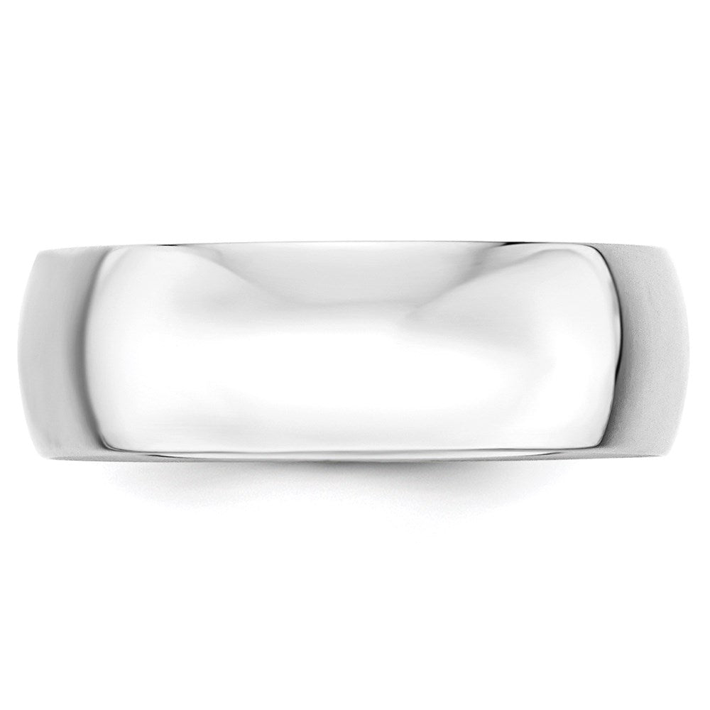 Alternate view of the 7mm 14K White Gold Light Half Round Standard Fit Band, Size 6 by The Black Bow Jewelry Co.