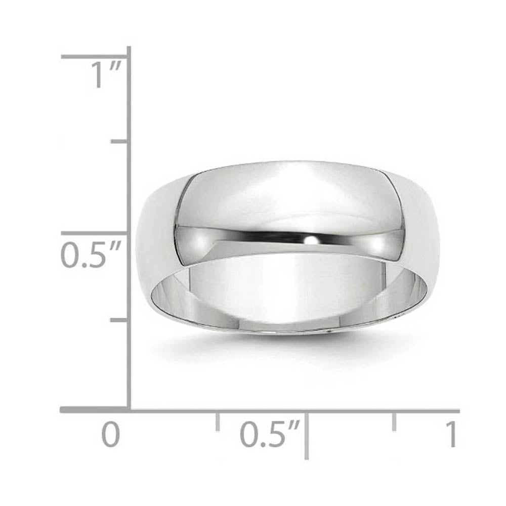 Alternate view of the 7mm or 8mm 14K White Gold Lightweight Half Round Standard Fit Band by The Black Bow Jewelry Co.