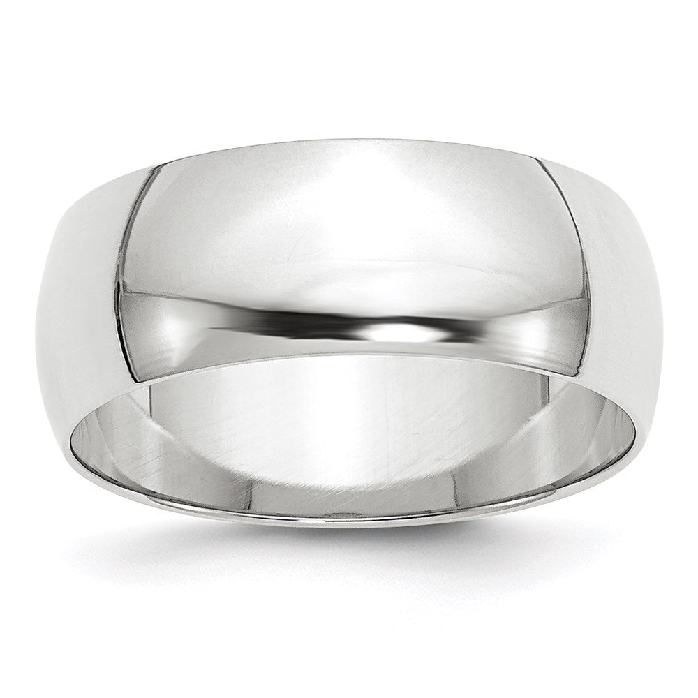 8mm 14K White Gold Light Half Round Standard Fit Band, Size 6, Item R12321-8MM-06 by The Black Bow Jewelry Co.