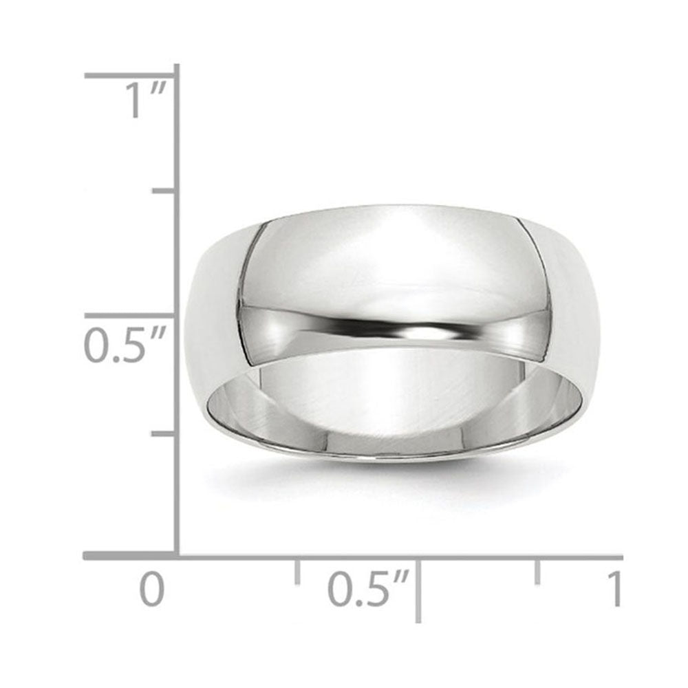 Alternate view of the 8mm 14K White Gold Light Half Round Standard Fit Band, Size 6 by The Black Bow Jewelry Co.
