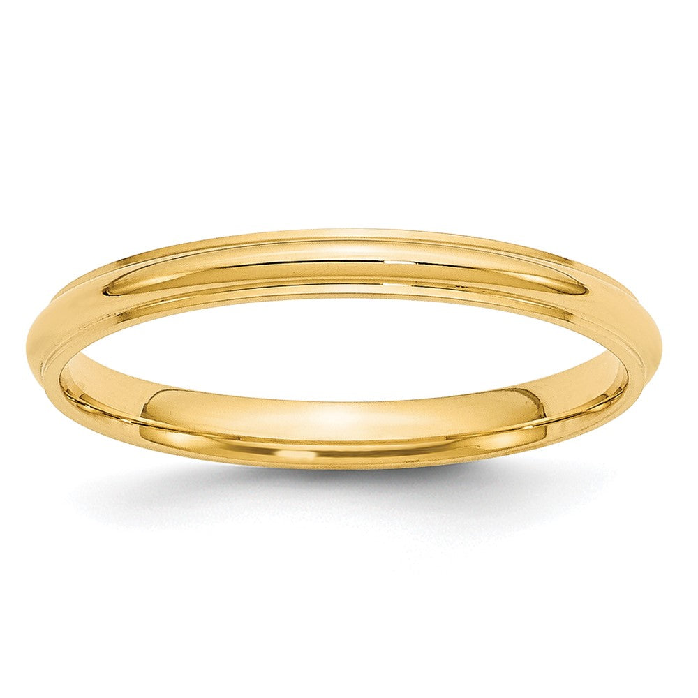 2.5mm 10K Yellow Gold Half Round Ridged Standard Fit Band, Size 4, Item R12322-25MM-04 by The Black Bow Jewelry Co.