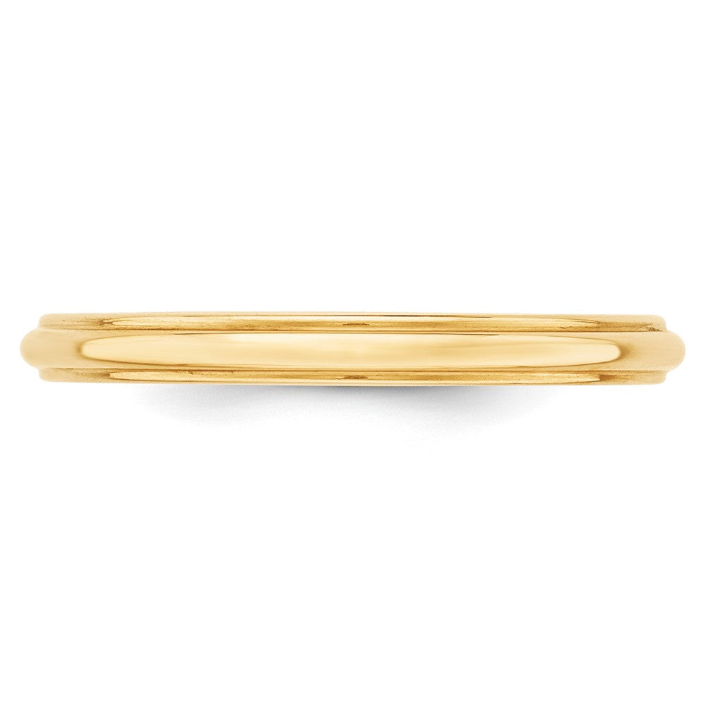 Alternate view of the 2.5mm 10K Yellow Gold Half Round Ridged Standard Fit Band, Size 4 by The Black Bow Jewelry Co.
