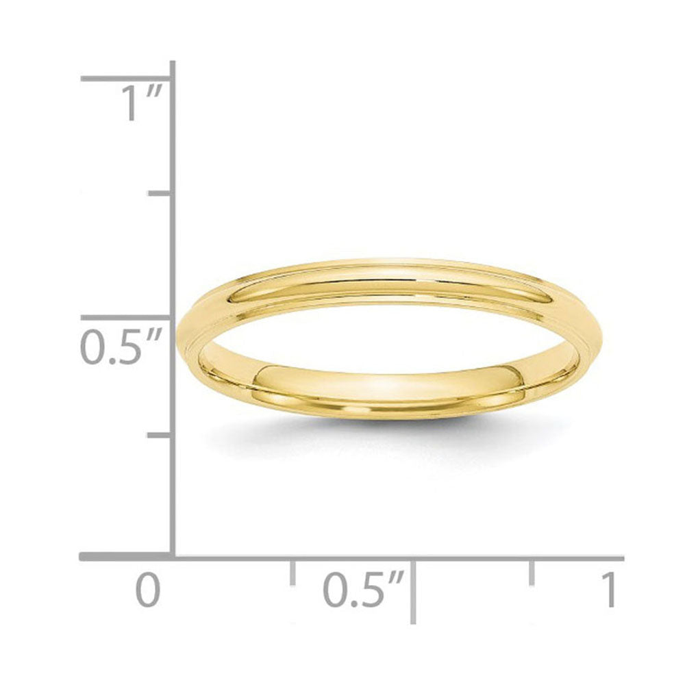 Alternate view of the 2.5mm to 6mm 10K Yellow Gold Half Round Ridged Edge Standard Fit Band by The Black Bow Jewelry Co.