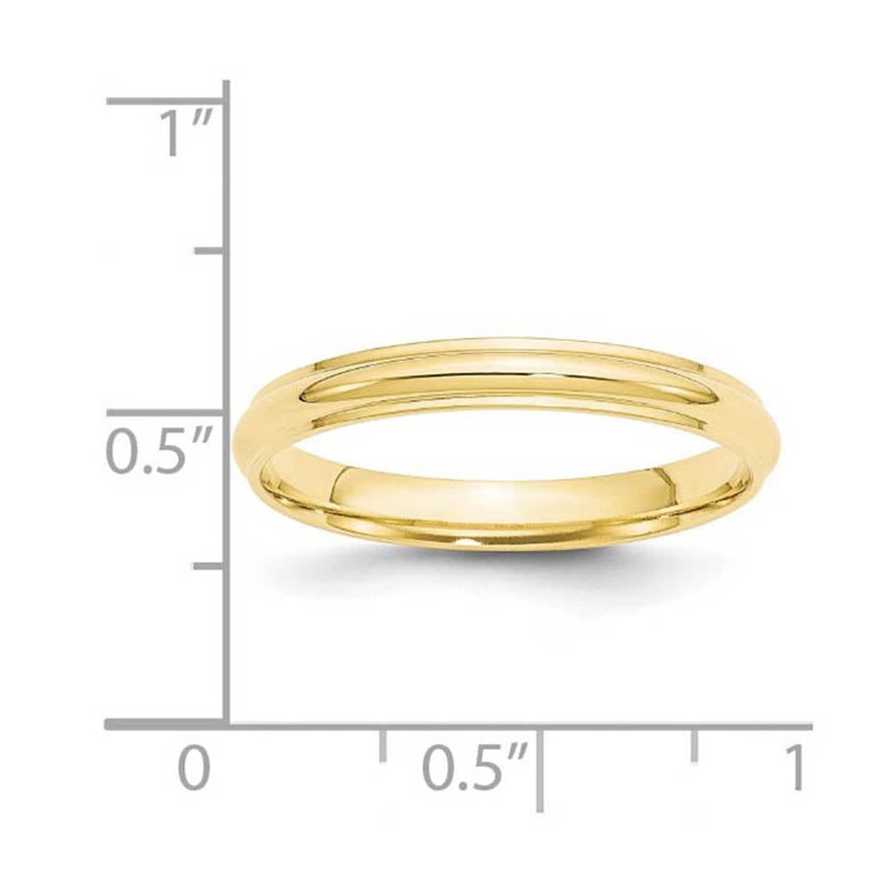 Alternate view of the 3mm 10K Yellow Gold Half Round Ridged Standard Fit Band, Size 4 by The Black Bow Jewelry Co.