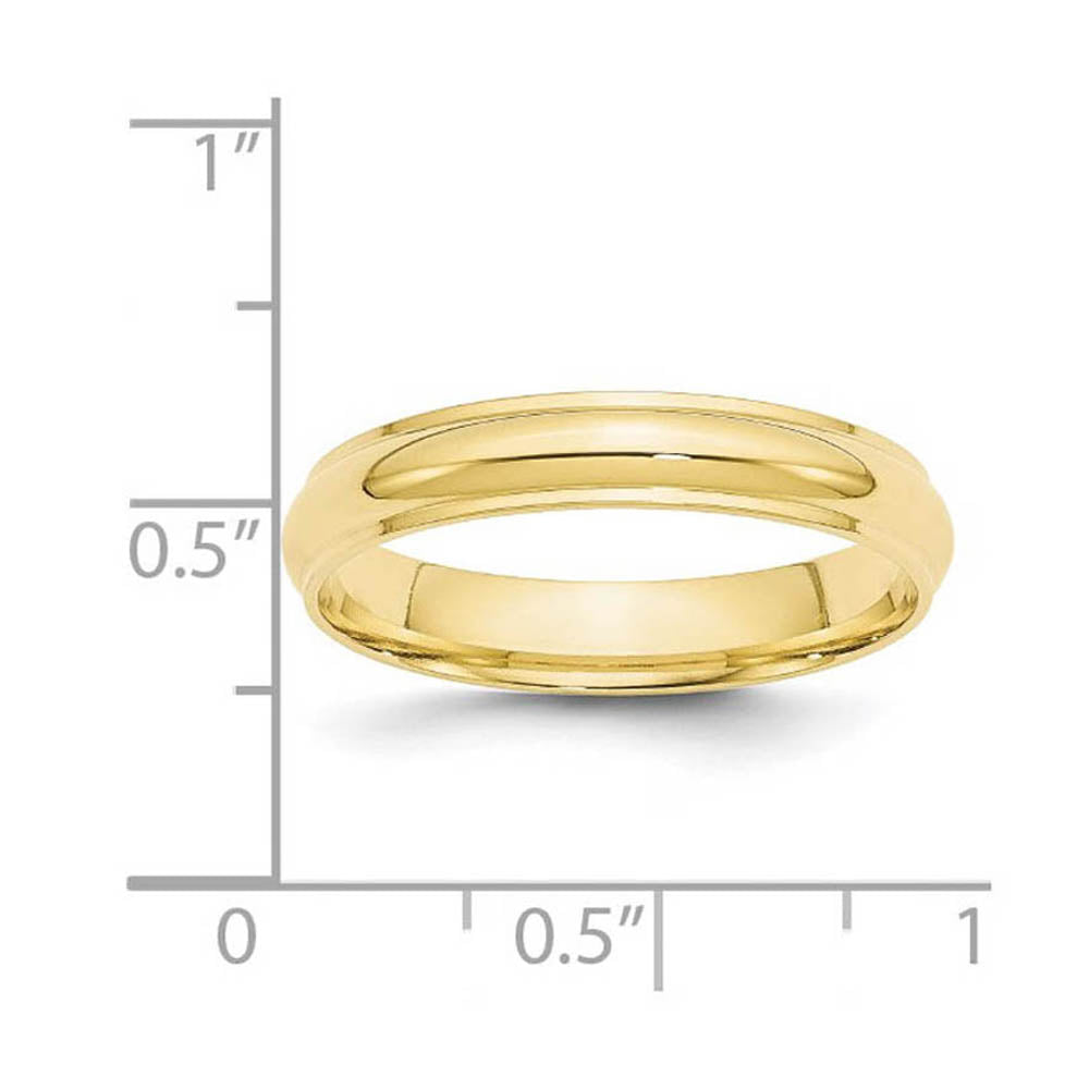 Alternate view of the 4mm 10K Yellow Gold Half Round Ridged Standard Fit Band, Size 4 by The Black Bow Jewelry Co.