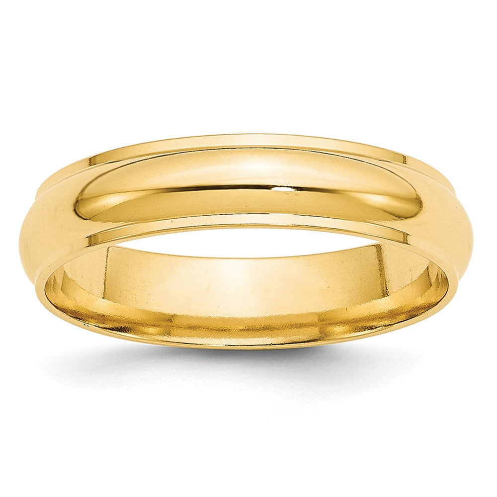 5mm 10K Yellow Gold Half Round Ridged Standard Fit Band, Size 4, Item R12322-5MM-04 by The Black Bow Jewelry Co.