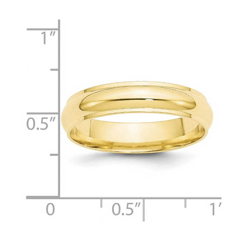 Alternate view of the 5mm 10K Yellow Gold Half Round Ridged Standard Fit Band, Size 4 by The Black Bow Jewelry Co.