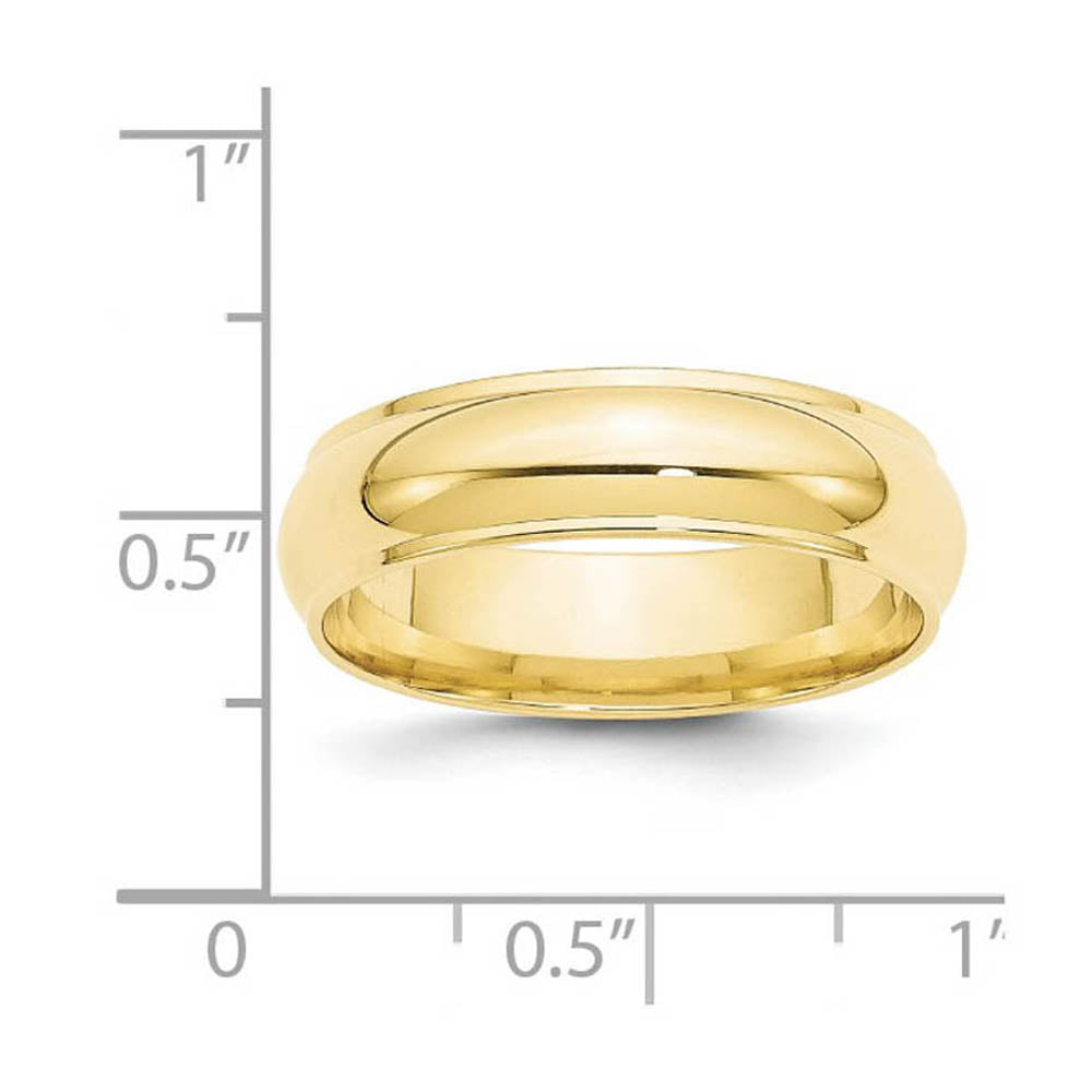 Alternate view of the 6mm 10K Yellow Gold Half Round Ridged Standard Fit Band, Size 4 by The Black Bow Jewelry Co.
