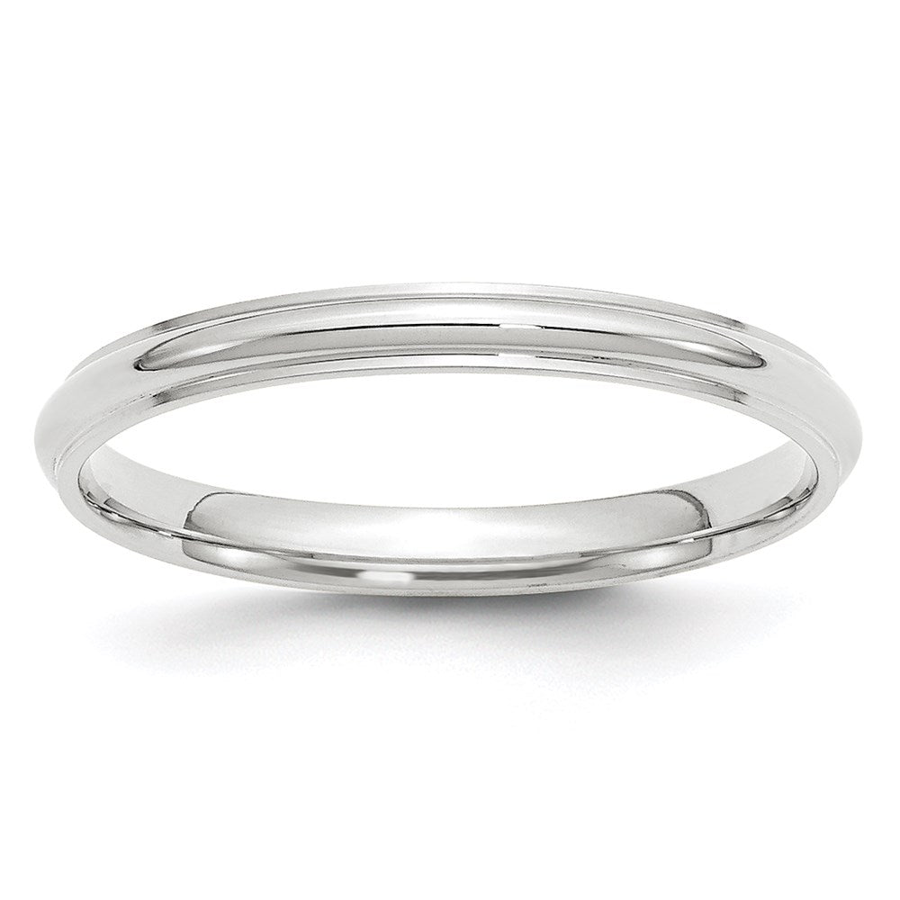 2.5mm 10K White Gold Half Round Ridged Standard Fit Band, Size 4, Item R12323-25MM-04 by The Black Bow Jewelry Co.
