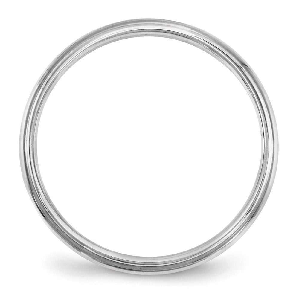 Alternate view of the 2.5mm 10K White Gold Half Round Ridged Standard Fit Band, Size 4 by The Black Bow Jewelry Co.