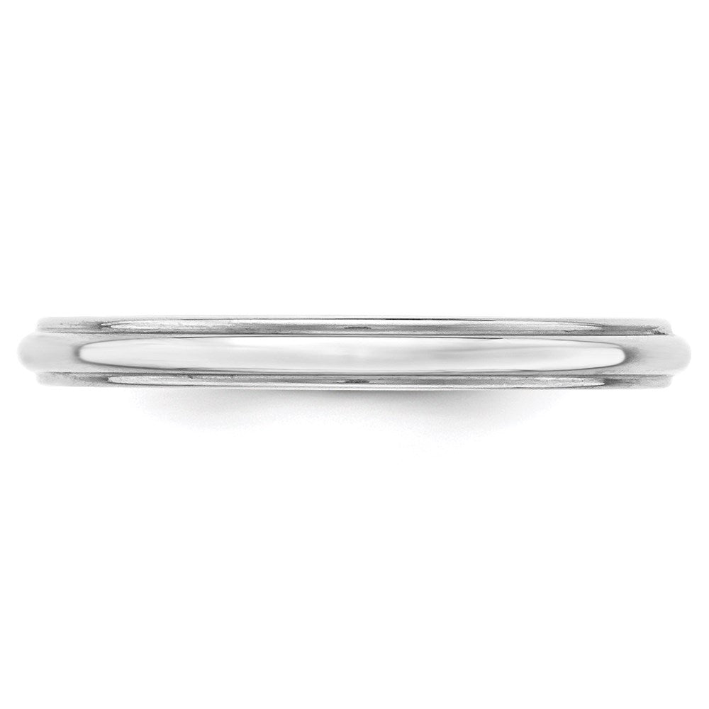 Alternate view of the 2.5mm 10K White Gold Half Round Ridged Standard Fit Band, Size 4 by The Black Bow Jewelry Co.