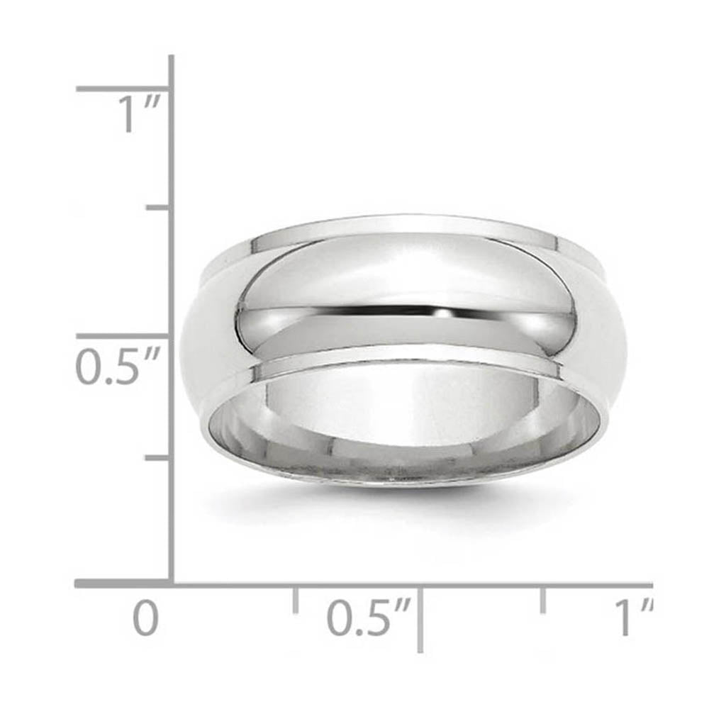 Alternate view of the 8mm 10K Yellow or White Gold Half Round Ridged Edge Standard Fit Band by The Black Bow Jewelry Co.