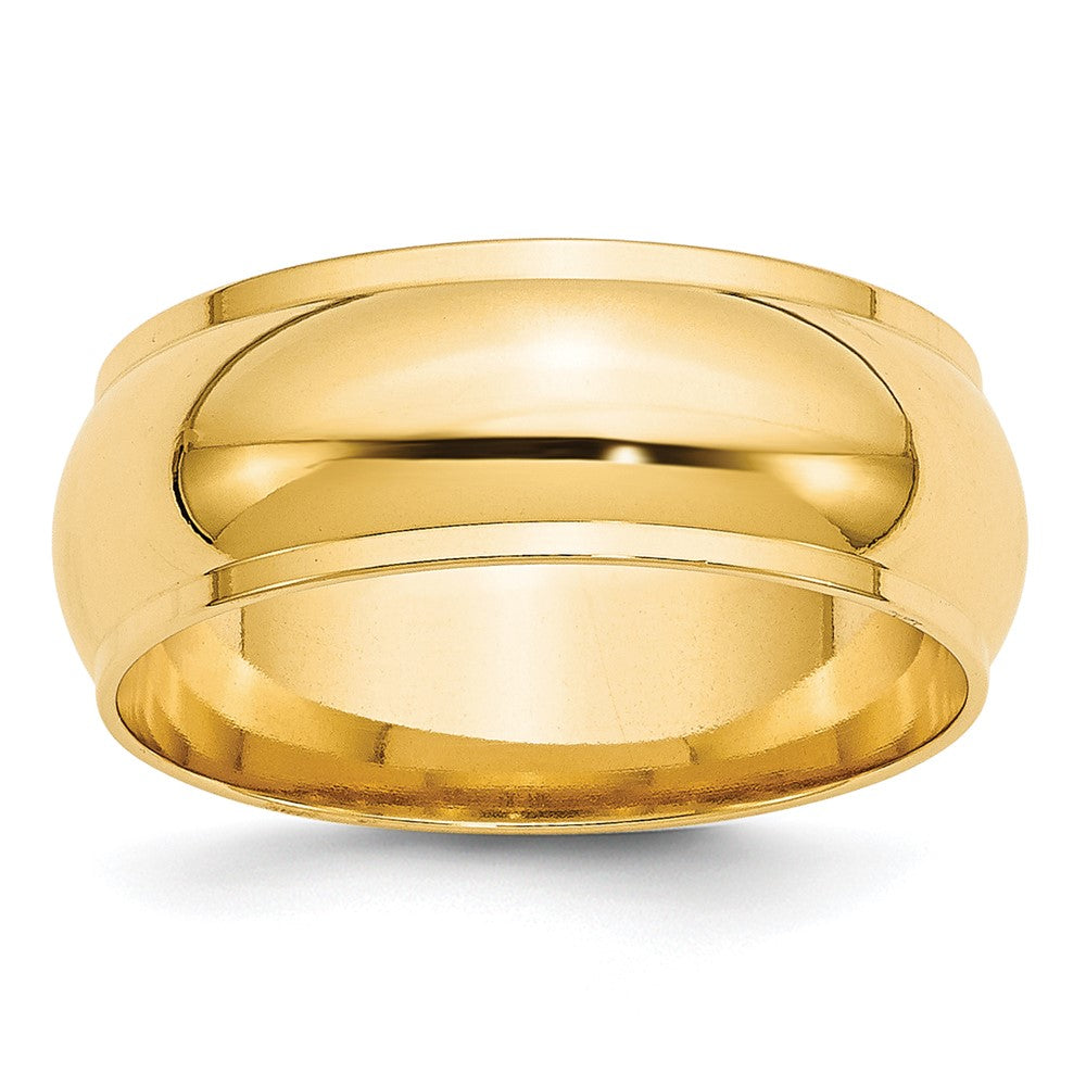 8mm 10K Yellow Gold Half Round Ridged Standard Fit Band, Size 7.5, Item R12324-10KY-075 by The Black Bow Jewelry Co.