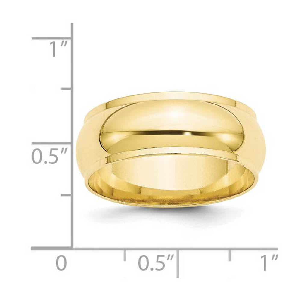 Alternate view of the 8mm 10K Yellow Gold Half Round Ridged Standard Fit Band, Size 6 by The Black Bow Jewelry Co.