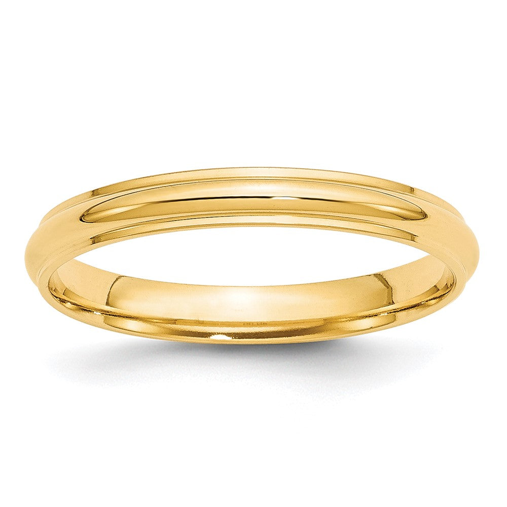 3mm 14K Yellow Gold Half Round Ridged Standard Fit Band, Size 4, Item R12325-3MM-04 by The Black Bow Jewelry Co.