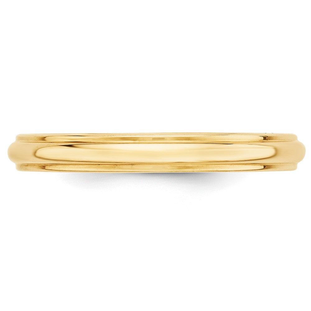 Alternate view of the 3mm 14K Yellow Gold Half Round Ridged Standard Fit Band, Size 4 by The Black Bow Jewelry Co.