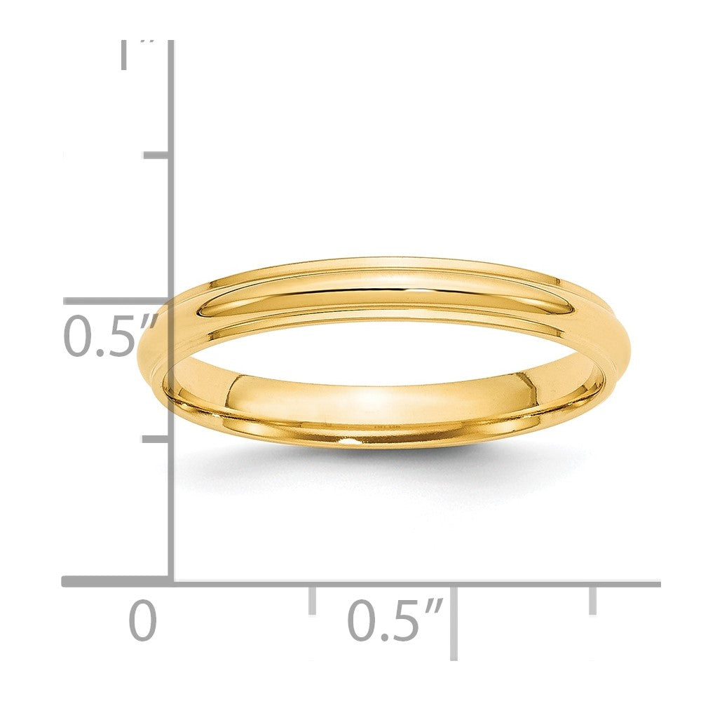 Alternate view of the 3mm 14K Yellow Gold Half Round Ridged Standard Fit Band, Size 4 by The Black Bow Jewelry Co.