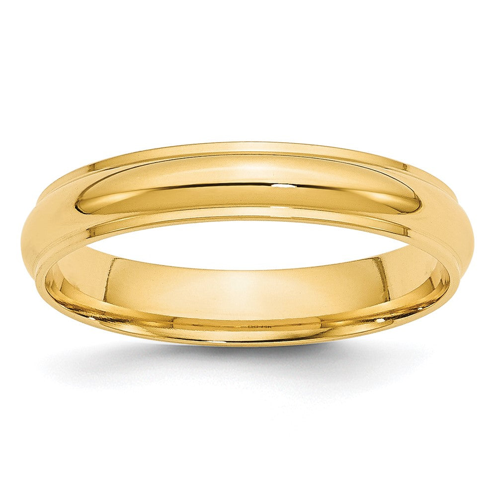 4mm 14K Yellow Gold Half Round Ridged Standard Fit Band, Size 4, Item R12325-4MM-04 by The Black Bow Jewelry Co.