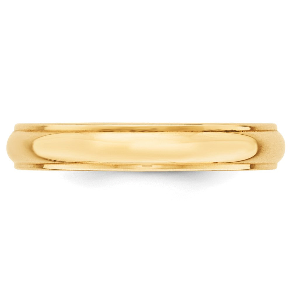 Alternate view of the 4mm 14K Yellow Gold Half Round Ridged Standard Fit Band, Size 4 by The Black Bow Jewelry Co.