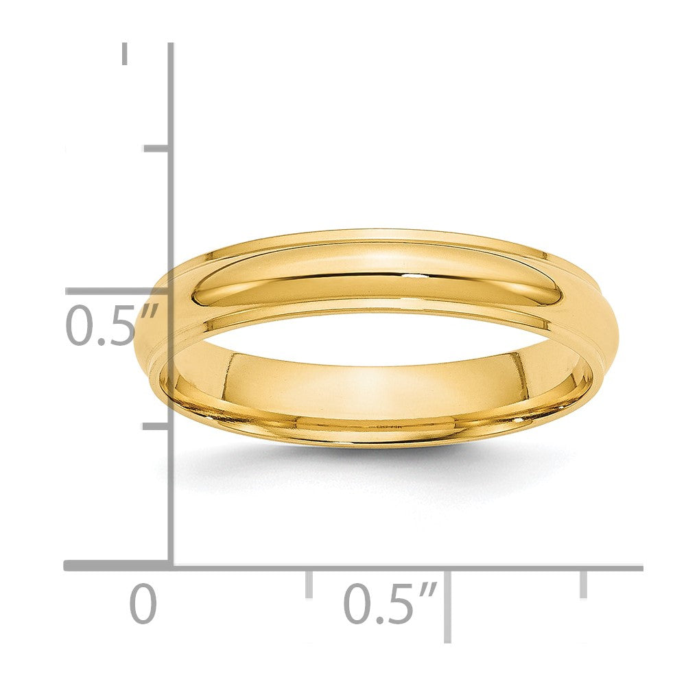 Alternate view of the 4mm 14K Yellow Gold Half Round Ridged Standard Fit Band, Size 4 by The Black Bow Jewelry Co.