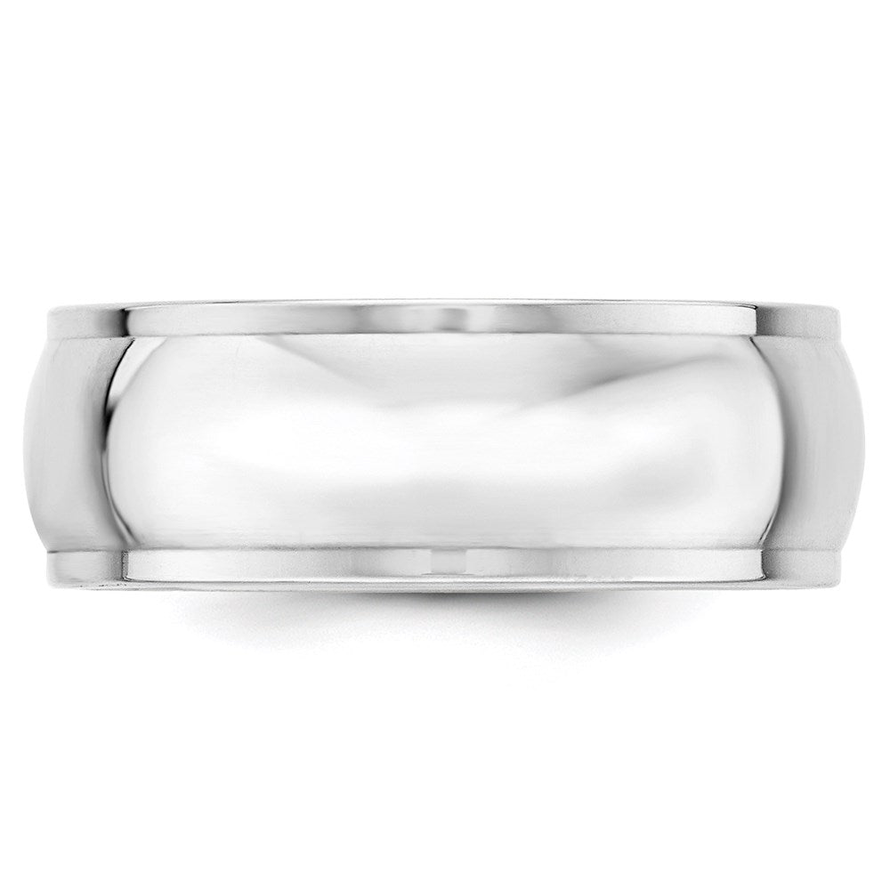 Alternate view of the 8mm 14K Yellow or White Gold Half Round Ridged Edge Standard Fit Band by The Black Bow Jewelry Co.