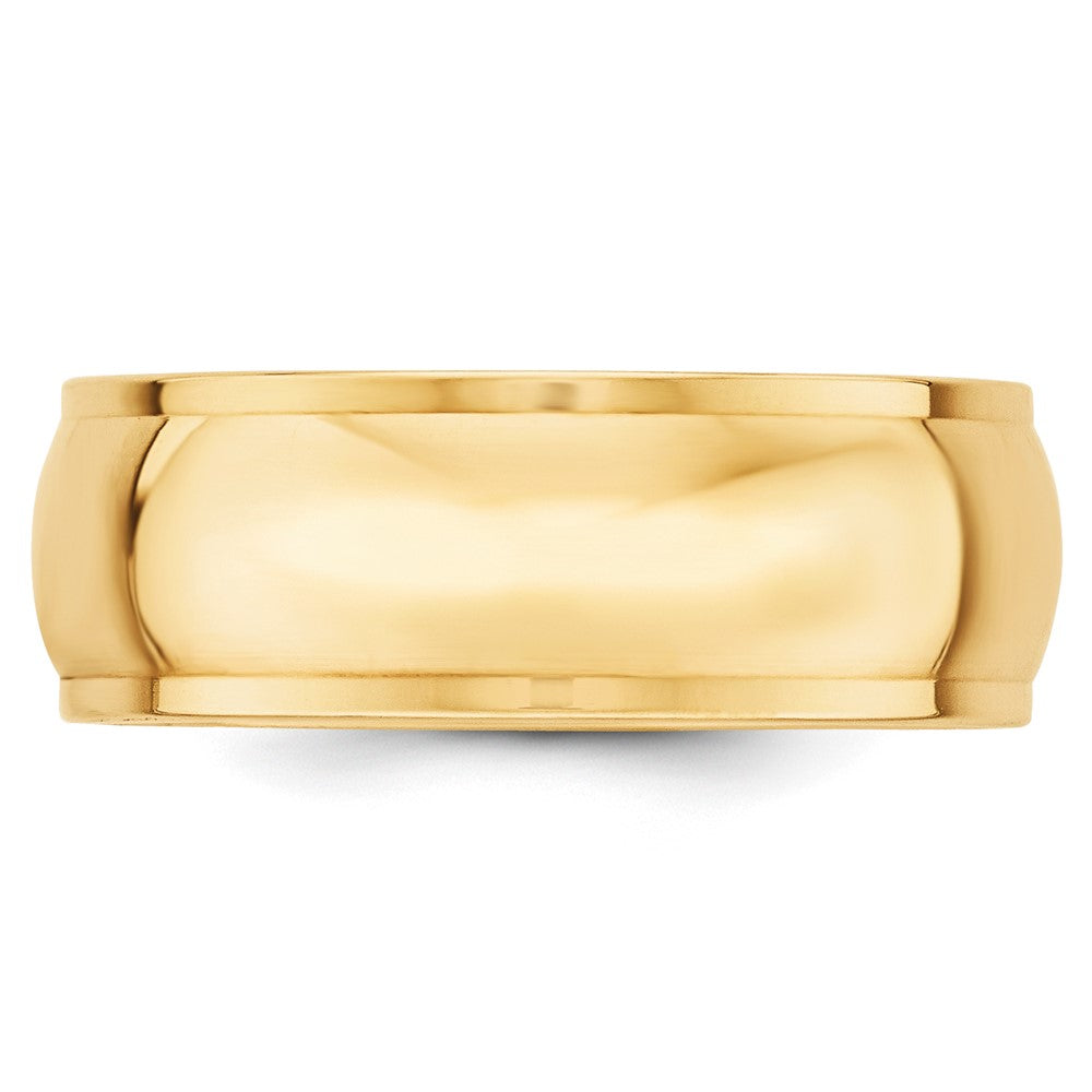 Alternate view of the 8mm 14K Yellow Gold Half Round Ridged Standard Fit Band, Size 6 by The Black Bow Jewelry Co.