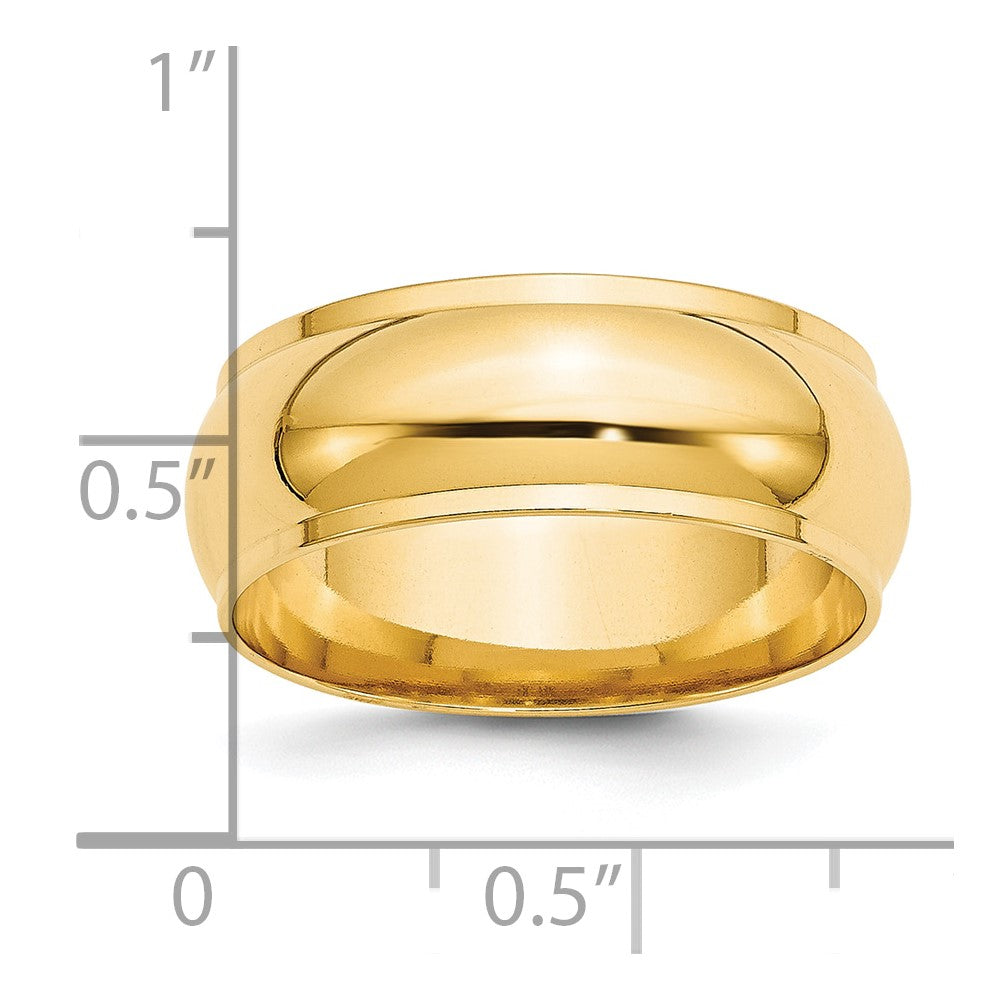 Alternate view of the 8mm 14K Yellow Gold Half Round Ridged Standard Fit Band, Size 6 by The Black Bow Jewelry Co.