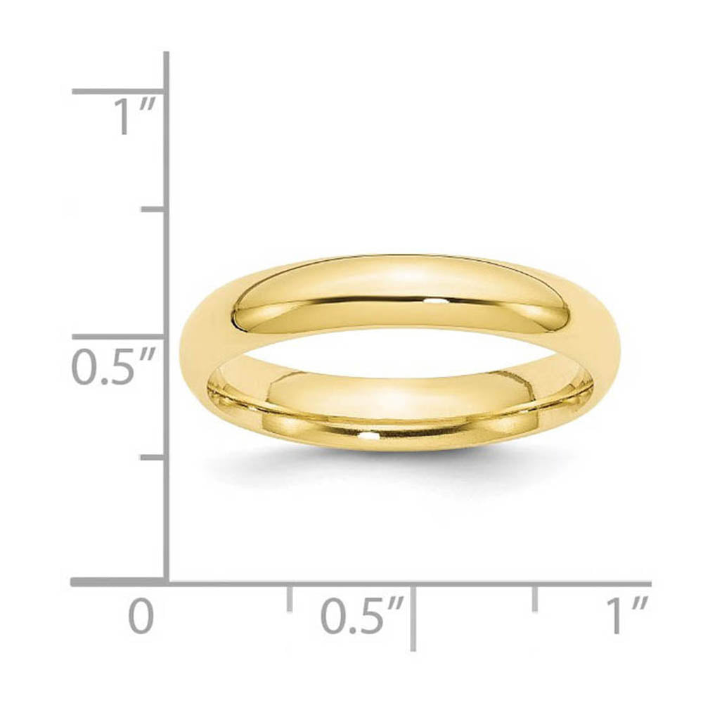 Alternate view of the 4mm 10K Yellow Gold STD Domed Comfort Fit Band, Size 4 by The Black Bow Jewelry Co.