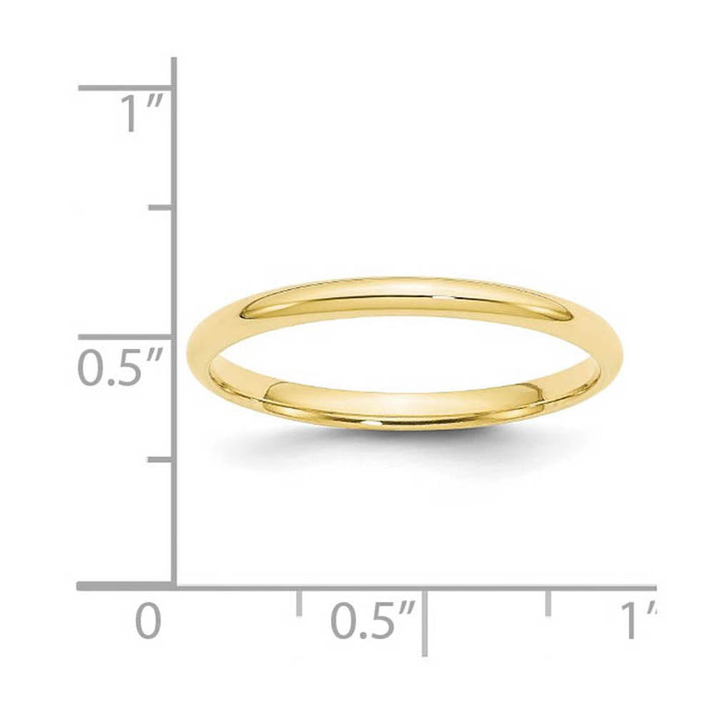 Alternate view of the 2mm to 6mm 10K Yellow Gold Lightweight Domed Comfort Fit Band by The Black Bow Jewelry Co.