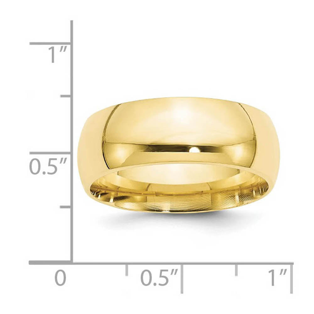 Alternate view of the 8mm 10K Yellow Gold STD Domed Comfort Fit Band, Size 6 by The Black Bow Jewelry Co.