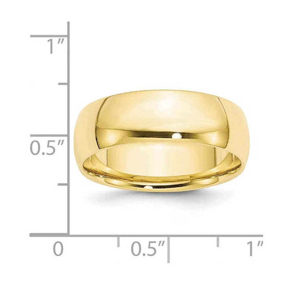 Alternate view of the 7mm or 8mm 10K Yellow Gold Lightweight Domed Comfort Fit Band by The Black Bow Jewelry Co.