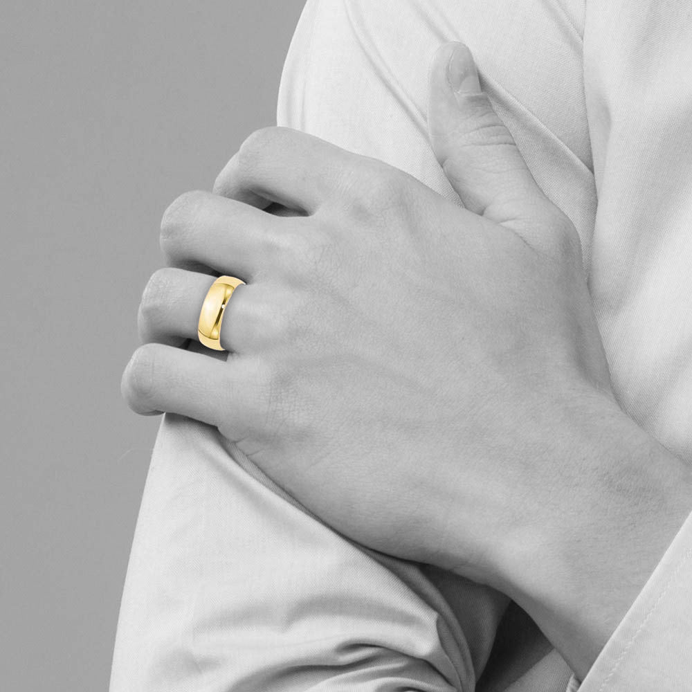Alternate view of the 7mm or 8mm 10K Yellow Gold Lightweight Domed Comfort Fit Band by The Black Bow Jewelry Co.