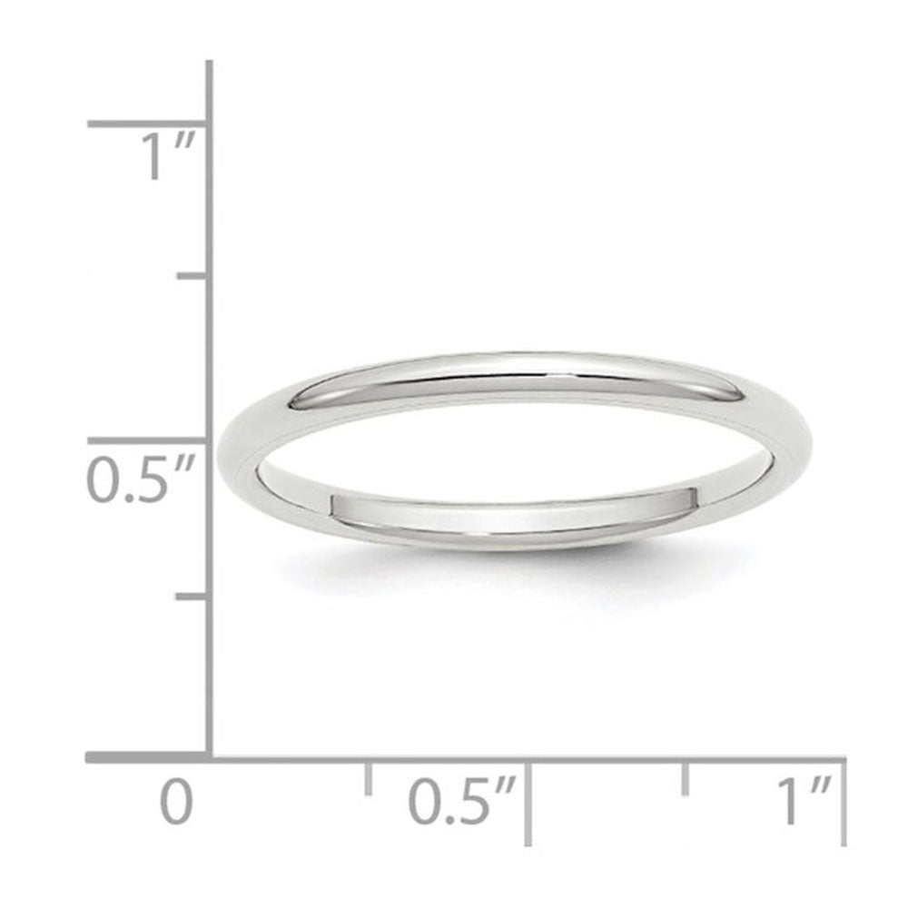 Alternate view of the 2mm 10K White Gold STD Domed Comfort Fit Band, Size 4 by The Black Bow Jewelry Co.
