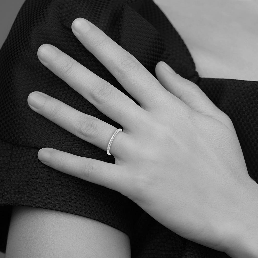 Alternate view of the 2mm to 6mm 10K White Gold Domed Comfort Fit Band by The Black Bow Jewelry Co.