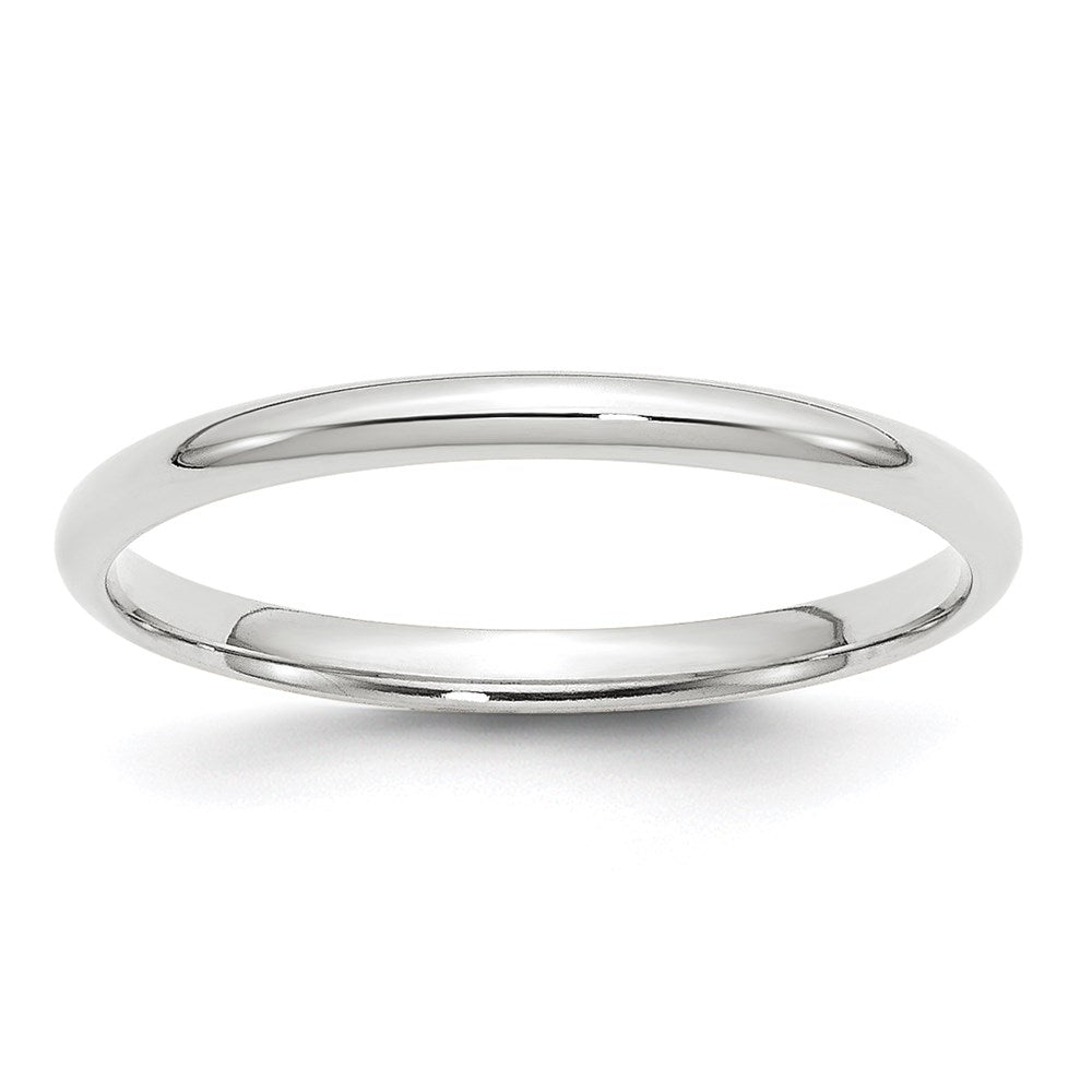 2mm 10K White Gold Lightweight Domed Comfort Fit Band, Size 4, Item R12333-2MM-04 by The Black Bow Jewelry Co.