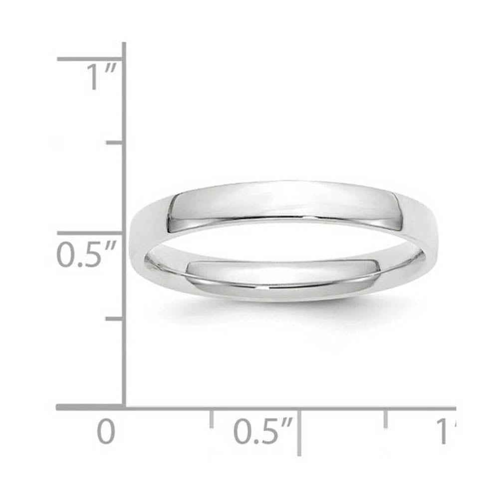 Alternate view of the 3mm 10K White Gold Lightweight Domed Comfort Fit Band, Size 4 by The Black Bow Jewelry Co.