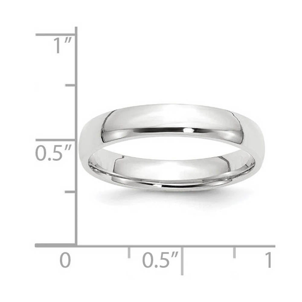 Alternate view of the 4mm 10K White Gold Lightweight Domed Comfort Fit Band, Size 4 by The Black Bow Jewelry Co.