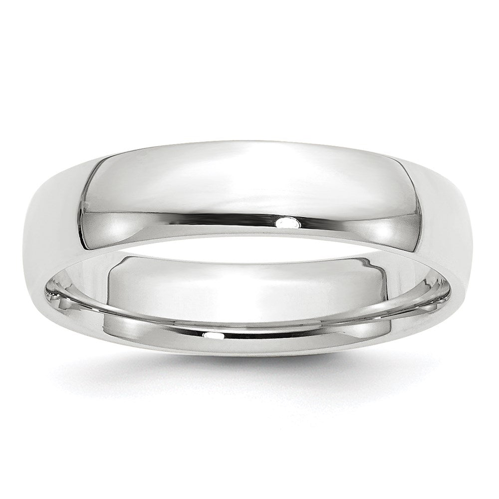 5mm 10K White Gold Lightweight Domed Comfort Fit Band, Size 4, Item R12333-5MM-04 by The Black Bow Jewelry Co.