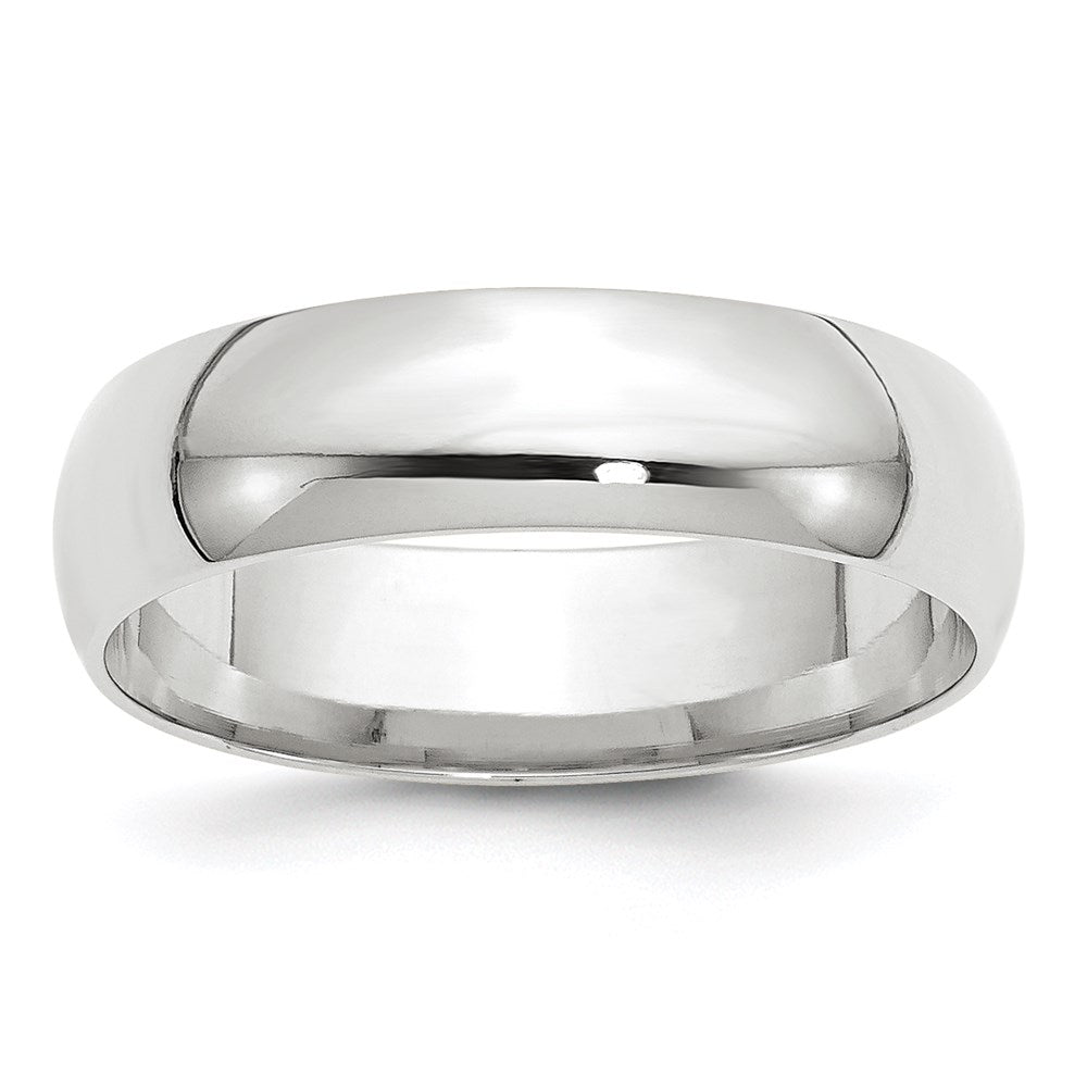 6mm 10K White Gold Lightweight Domed Comfort Fit Band, Size 4, Item R12333-6MM-04 by The Black Bow Jewelry Co.